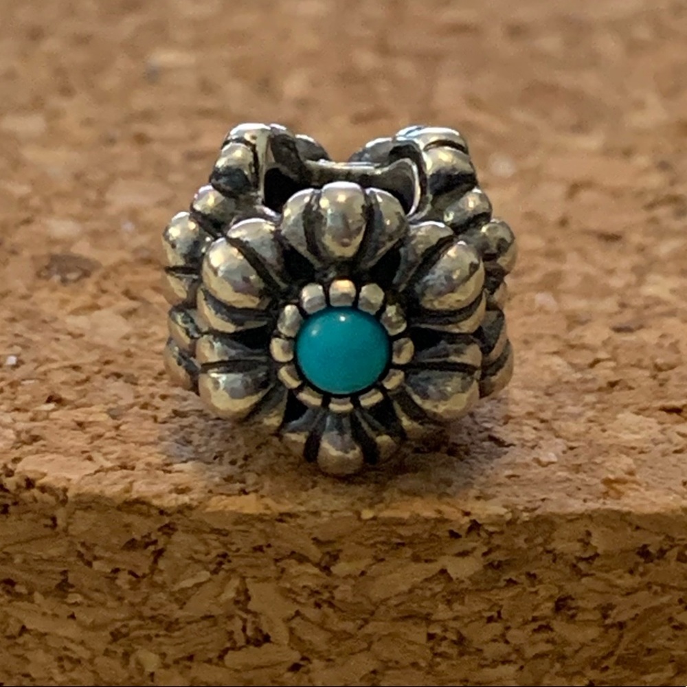 Turquoise silver pandora charm